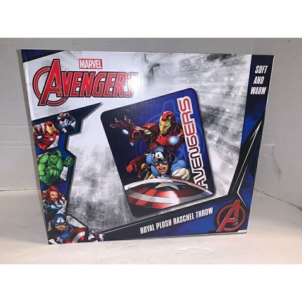 Marvel Avengers Spider-Man Iron Man Royal Plush Raschel Throw Blanket 40x50 NEW